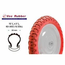 Veerubber 12 Zoll Fahrrad Reifen 12.5x2 1/4 Kinder Wagen Roller 62-203 Rot B-Ware