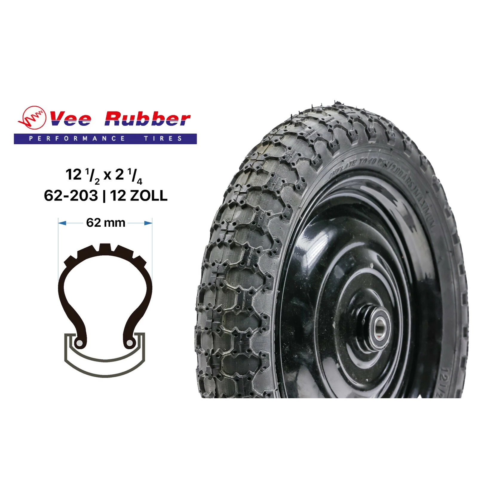 12 Zoll VeeRubber Fahrrad Reifen 12.5x2 1/4 Kinder Wagen Roller Handwagen 62-203 3 12 Zoll VeeRubber Fahrrad Reifen 12.5x2 1/4 Kinder Wagen Roller Handwagen 62-203