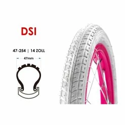 DSI 14 Zoll Fahrrad Reifen 47-254 Kinderrad Roller Laufrad 14x1.75 Weiss B-Ware
