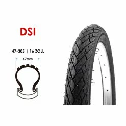 16 Zoll DSI 47-305 Fahrrad Reifen Kinder City 16x1.75 Schwarz