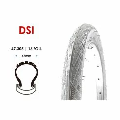 16 Zoll DSI 47-305 Fahrrad Reifen Kinder City 16x1.75 Weiss B-Ware
