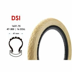 DSI 16 Zoll Fahrrad Reifen 16x1.75 City Bike Jugendrad Kinderrad 47-305 Creme