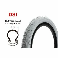 16 Zoll Fahrrad Reifen DSI Kinderrad 16x1.75 City Bike 47-305 Weiss