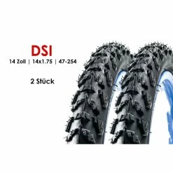 2 Stück 14 Zoll DSI 47-254 Fahrrad Reifen Kinderwagen Roller Laufrad 14x1.75 Schwarz