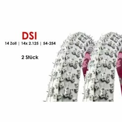 2 Stück 14 Zoll DSI 54-254 Fahrrad Reifen 14x 2.125 Kinderwagen Roller Laufrad Weiss B-Ware