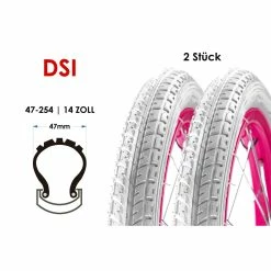 DSI 2 Stück 14 Zoll Fahrrad Reifen 47-254 Kinderwagen Roller Laufrad 14x1.75 Weiss B-Ware