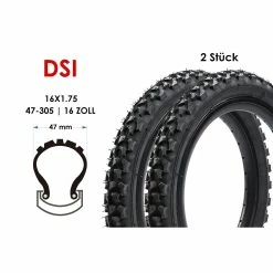 2 Stück 16 Zoll DSI Fahrrad Reifen 16x1.75 MTB Mountain Bike Kinderrad 47-305