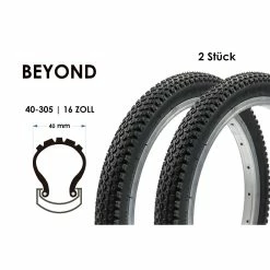 Beyond 2 Stück 16 Zoll Fahrrad Reifen 16x1.50 Laufrad Kinderwagen 40-305