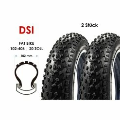 2 Stück 20 Zoll Fahrrad Reifen Fat Bike 102-406 Tire DSI 20x4.00 Bereifung Schwarz