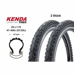 2 Stück 20 Zoll Kenda Fahrrad Reifen 20x1.75 Klapp Citybike Kinderrad 47-406 Schwarz