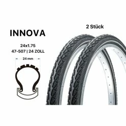 2 Stück 24 Zoll Fahrrad Reifen INNOVA 24x1.75 City Bike 47-507 Reflexstreifen