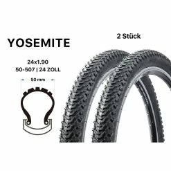 Yosemite 2 Stück 24 Zoll Fahrrad Reifen Set 24x1.90 MTB Mountain Bike Tire 50-507