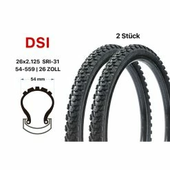 2 Stück 26 DSI Fahrrad Reifen 26x2.125 Mountain Bike MTB 54-559 Tire Schwarz
