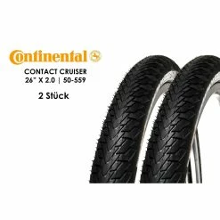 2 Stück 26 Zoll Continental CONTACT Cruiser Fahrrad Reifen 26x2,00 Mantel 50-559 Tire E-25 Schwarz