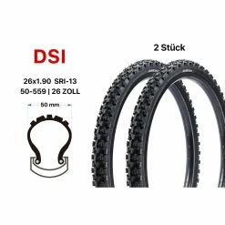 2 Stück 26 Zoll DSI Fahrrad Reifen SET 50-559 Mountain Bike MTB 26x1.90 Tire SRI-13 Schwarz