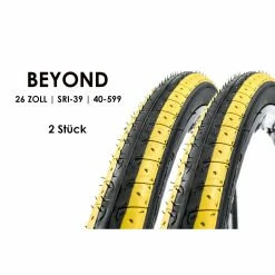 2 Stück 26 Zoll Fahrrad Reifen Beyond City Bike 26x1.50 Mantel Decke 40-559 Schwarz Gelb SRI-39