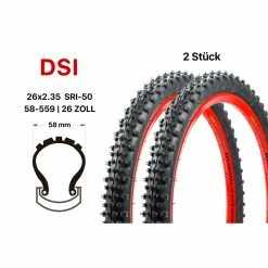 2 Stück 26 Zoll Fahrrad Reifen DSI 26x2.35 Mountain Bike MTB 58-559 Tire