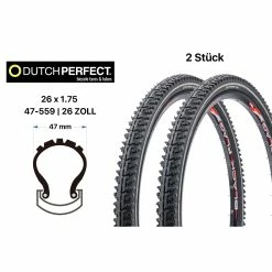 2 Stück 26 Zoll Fahrrad Reifen Dutch Perfect 26x1.75 MTB City Bike 47-559 Reflex