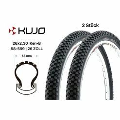 2 Stück 26 Zoll KUJO Reifen SET 26x2.30 MTB Dirt Street Tire 58-559 Black
