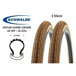 2 Stück 26 Zoll Schwalbe Fat Frank Fahrrad Reifen 60-559 Kevlar Beach Cruiser Tire