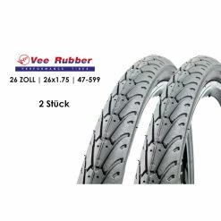 2 Stück 26 Zoll VeeRubber Fahrrad Reifen 26x1.75 City Bike 47-599 Grau Reflex
