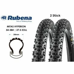 Rubena 2 Stück 27.5 Fahrrad Reifen MITAS Hyperion Bike Tire 27.5x2.10 Tubeless Ready 54-584