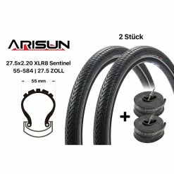 Arisun 2 Stück 27.5 Zoll Fahrrad Reifen 55-584 MTB Trekking Bike 27.5x2.20 Schwalbe Schlauch SV