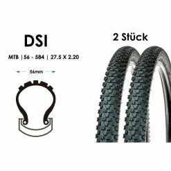 2 Stück 27.5 Zoll Fahrrad Reifen DSI 56-584 MTB Tire 27.5x2.20 Mantel Decke Schwarz