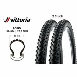 2 Stück 27.5 Zoll VITTORIA Barzo Fahrrad Falt Reifen 27.5x2.1 Mountain Bike 52-584 Schwarz