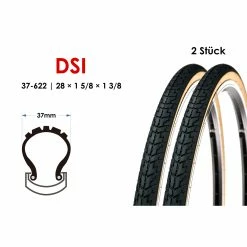 DSI 2 Stück 28 Zoll 37-622 City Trekking Fahrrad Reifen 28x1 5/8x 1 3/8 Tire Mantel Braun