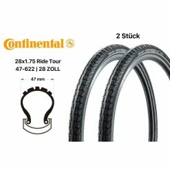 2 Stück 28 Zoll Continental Ride Tour Reifen SET 47-622 City Trekking 28x1.75 REFLEX