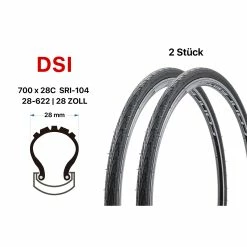 2 Stück 28 Zoll DSI Fahrrad Reifen 28x1.10 City Bike Rennrad 28-622