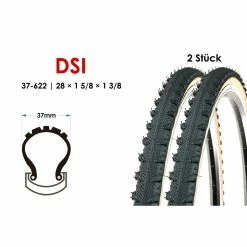 DSI 2 Stück 28 Zoll Fahrrad Reifen 37-622 Gravel Trekking 28×1 3/8 Tire Semi Slick Mantel