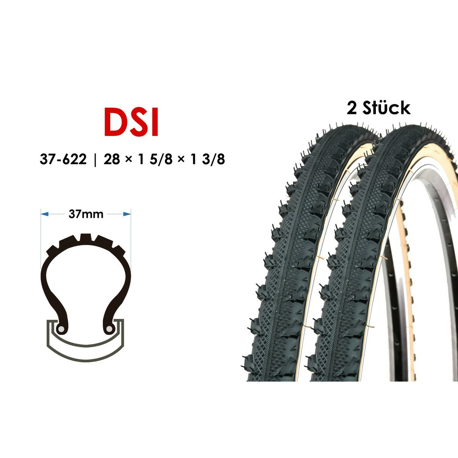 DSI 2 Stück 28 Zoll Fahrrad Reifen 37-622 Gravel Trekking 28×1 3/8 Tire Semi Slick Mantel 3 DSI 2 Stück 28 Zoll Fahrrad Reifen 37-622 Gravel Trekking 28×1 3/8 Tire Semi Slick Mantel