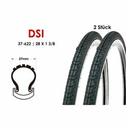 DSI 2 Stück 28 Zoll Fahrrad Reifen 37-622 Trekking Bike 28×1 3/8 Mantel Tire SRI-27