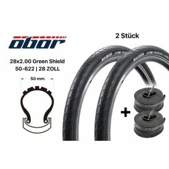 Obor 2 Stück 28 Zoll Fahrrad Reifen + Schlauch SET 28x2.00 Tires 50-622 Schwalbe SV