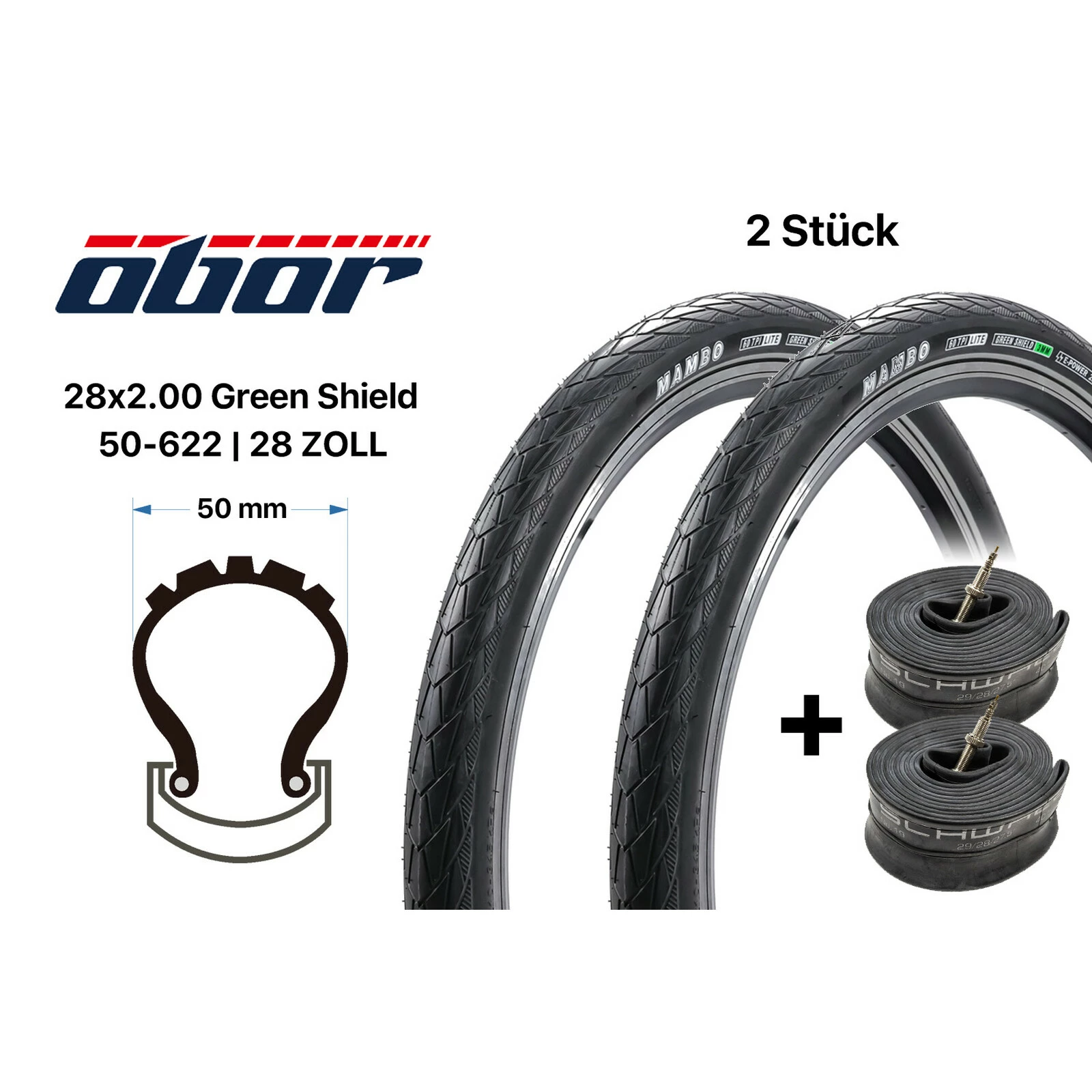 Obor 2 Stück 28 Zoll Fahrrad Reifen + Schlauch SET 28x2.00 Tires 50-622 Schwalbe SV 3 Obor 2 Stück 28 Zoll Fahrrad Reifen + Schlauch SET 28x2.00 Tires 50-622 Schwalbe SV