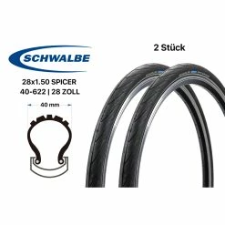 2 Stück 28 Zoll Fahrrad Reifen Schwalbe Spicer 28x1.50 K-Guard Tire 40-622 REFLEX