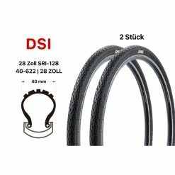 2 Stück 28 Zoll Fahrrad Reifen SET DSI 40-622 City Trekking Bike Schwarz