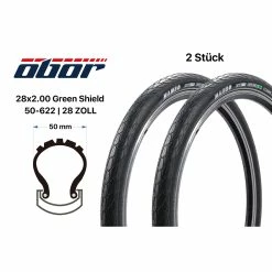2 Stück 28 Zoll Fahrrad Reifen SET OBOR Mambo 28x2.00 City Bike Pannenschutz E25-Ready