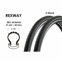 2 Stück 28 Zoll REXWAY City Trekking Reifen Fahrrad 37-622 Mantel Tire Decke 28x1.40 REFLEX