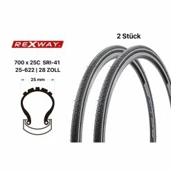 2 Stück 28 Zoll REXWAY King Of The Road Fahrradreifen 25-622 City Bike Stadtrad Reflex