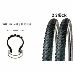 Nicht Angegeben 2 Stück 29 Zoll Fahrrad MTB Reifen 29x2.20 Tire Mantel Decke 56-622 Schwarz