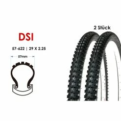 DSI 2 Stück 29 Zoll Fahrrad Reifen 57-622 MTB Mountain Bike 29x2.25 Mantel Decke Tire Black