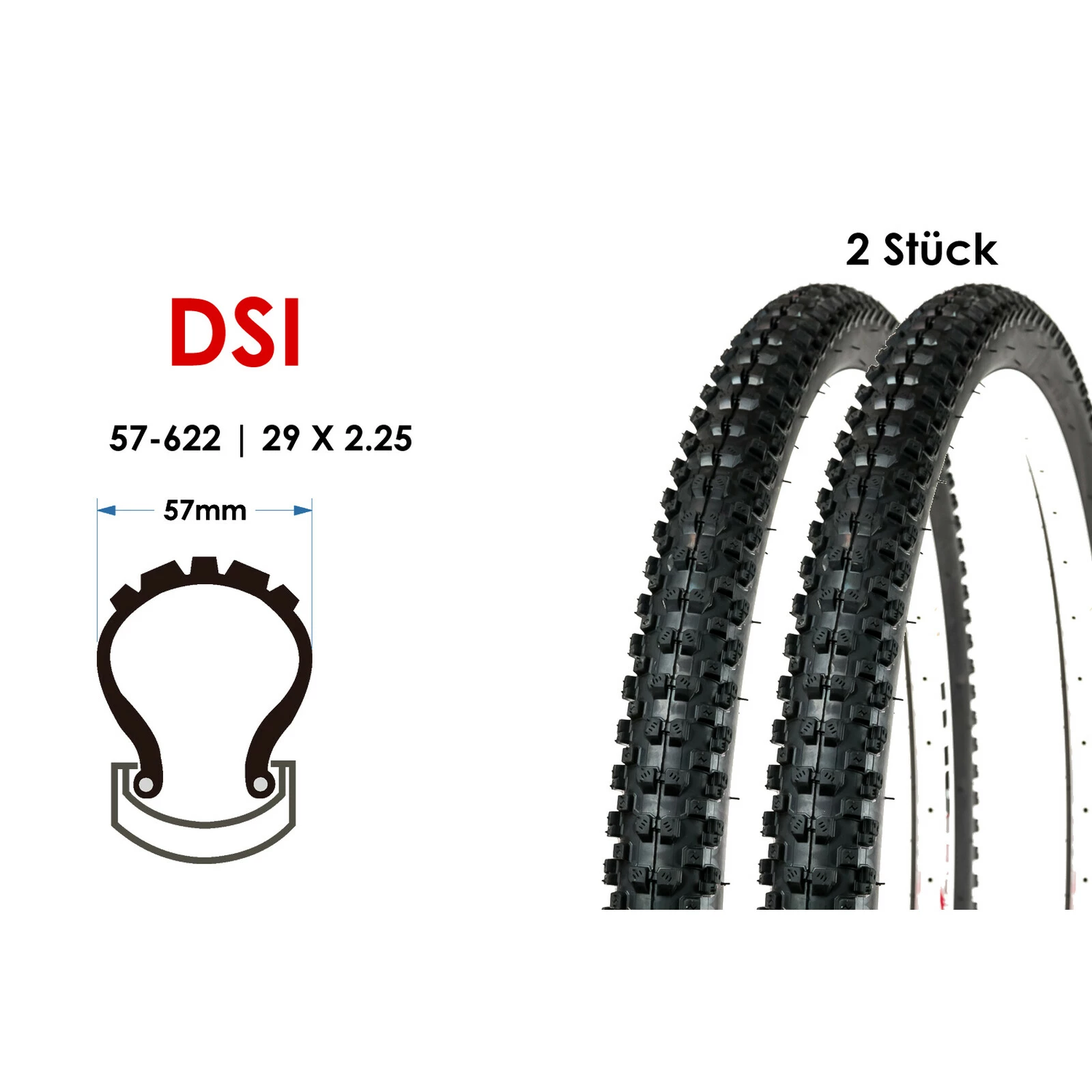 DSI 2 Stück 29 Zoll Fahrrad Reifen 57-622 MTB Mountain Bike 29x2.25 Mantel Decke Tire Black 3 DSI 2 Stück 29 Zoll Fahrrad Reifen 57-622 MTB Mountain Bike 29x2.25 Mantel Decke Tire Black