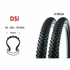 2 Stück 29 Zoll Fahrrad Reifen DSI 56-622 MTB 29x2.20 Mantel Decke Tire Schwarz