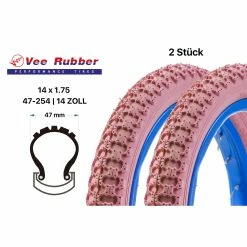 2 Stück VeeRubber Fahrrad Reifen 14x1.75 Kinderrad Trekking 47-254 Rosa B-Ware