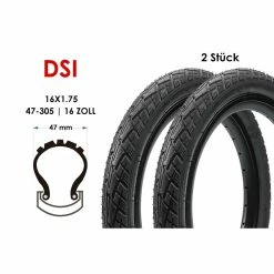 DSI 2 Stück16 Zoll Fahrrad Reifen 16x1.75 Kinder Laufrad Hand Wagen 47-305