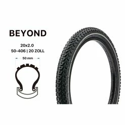 20 Zoll BEYOND Fahrrad Reifen 50-406 MTB Faltrad 20x2.00 Schwarz REFLEX