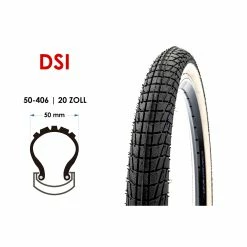 20 Zoll DSI Fahrrad Reifen 20x1.95 BMX Bike 50-406 Schwarz Weiss
